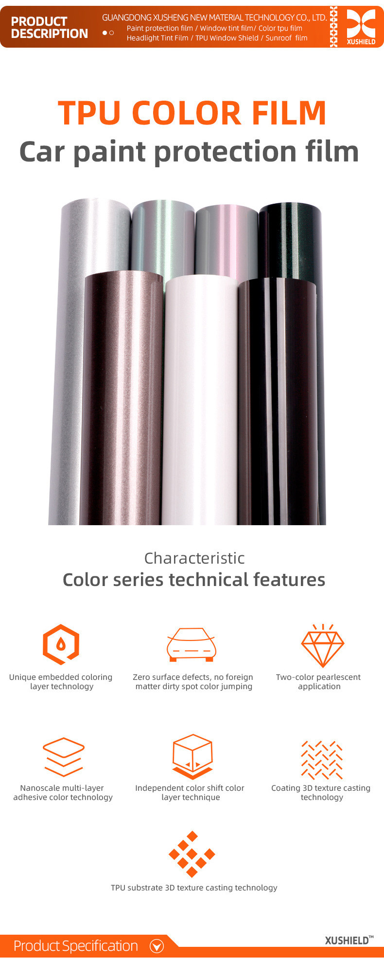 TPU Liquid silver ppf film 7.5Mil 6.5 Mil Anti Scratch Heat Repair Clear nano ceramic paint protection film TPH TPU ppf for car