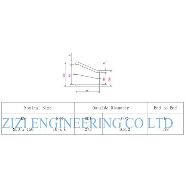 Seamless Eccentric Steel Pipe Reducer 10 " x 6 " Sch 80S ASTM A403 WP304