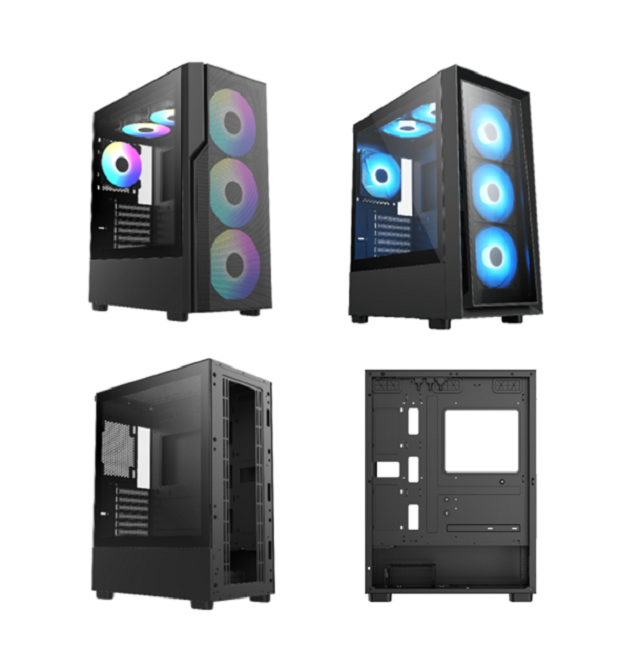 Mid-Tower ATX Gaming Case with Tempered Glass, 7 Expansion Slots, USB 3.0 + Type-C (Optional), and Front/Top/Rear Cooling Support