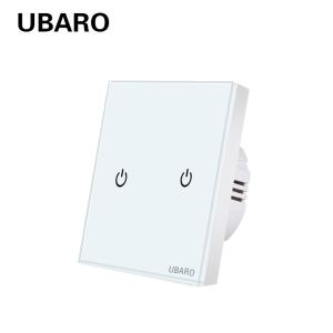 China UABRO EU/UK Standard 2Gang Wall Light Touch Switch Luxury Glass Panel Led Indicator 220V 10A 5-300W/Gang on sale