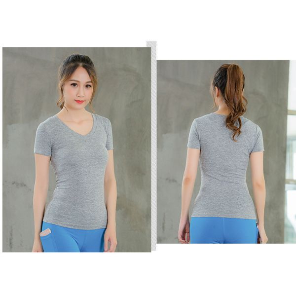 Ladies Boat Neck Solid Color Soft Light Sweat Front Knot Sport T-Shirt