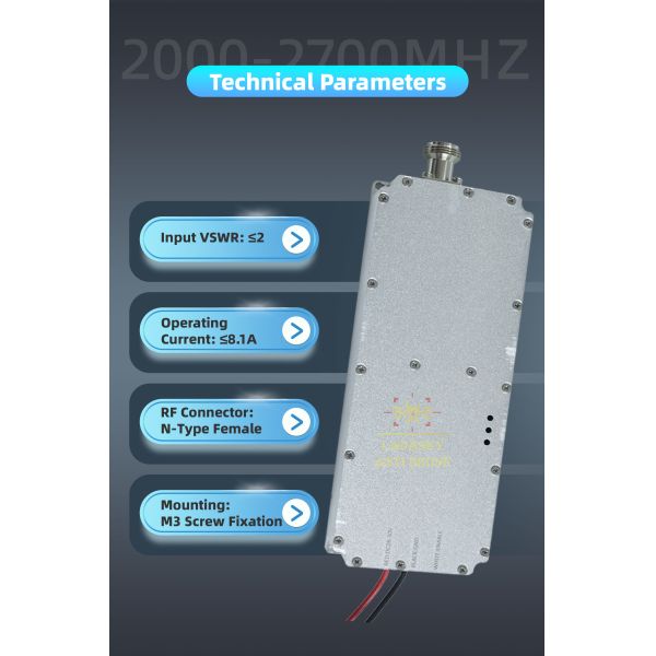 2000–2700MHz 100W GaN RF Module | High Power, Wideband, and Reliable Amplifier for Anti-Drone Systems and Wireless Security Applications