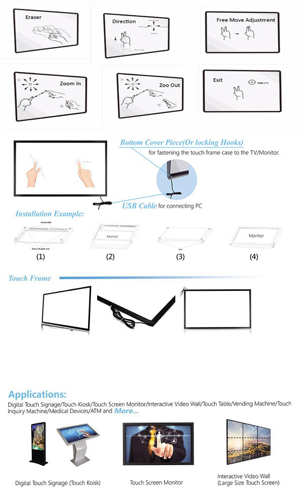 10 Points Ir Multi Touch Overlay Frame 21.5 Inch For Industrial Interactive Kiosk
