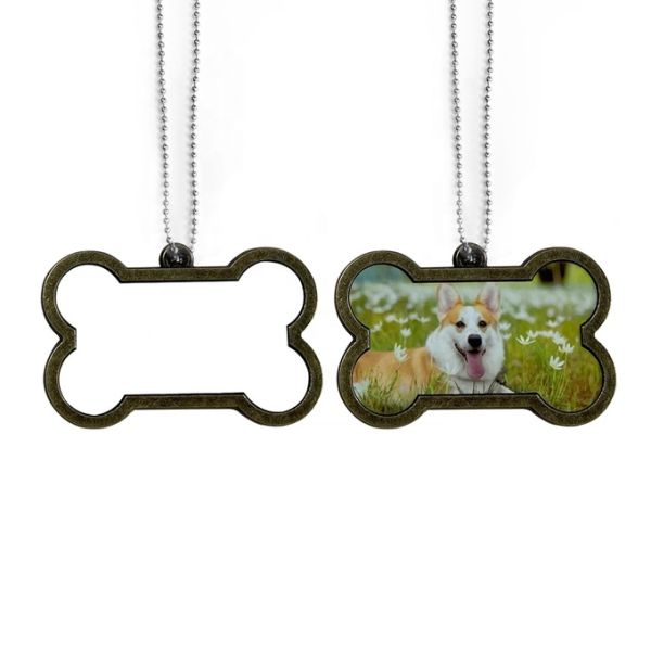 Sublimation Bronze Edge Dog Tags Personalized Bone Pet Tag