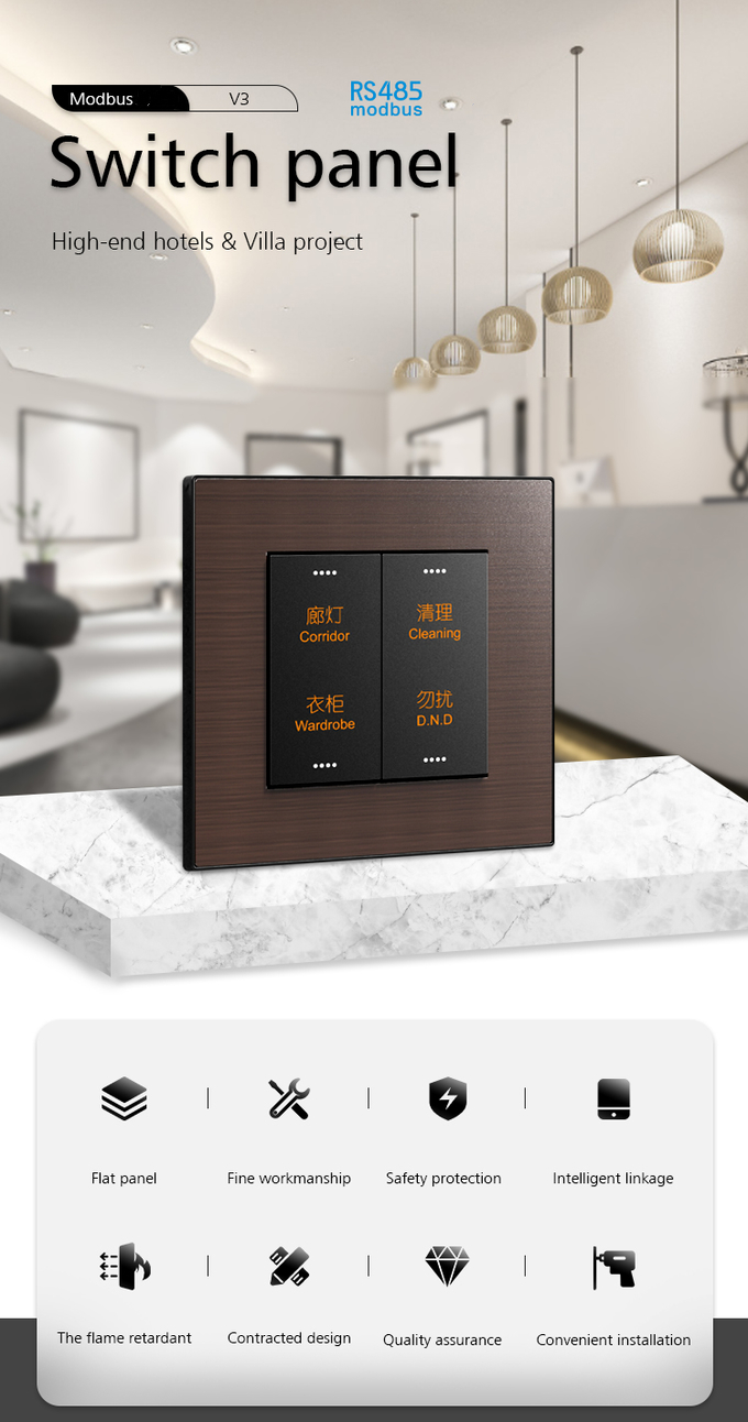 2 / 3 / 4 Gang Room Light Control Switch Anti Glare Design