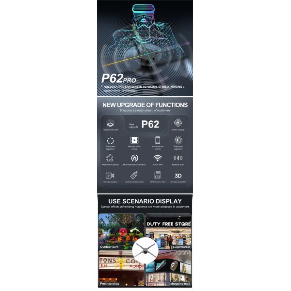 3D Hologram Fan Projector 62cm Holographic Fan for Holographic LED Display Projection