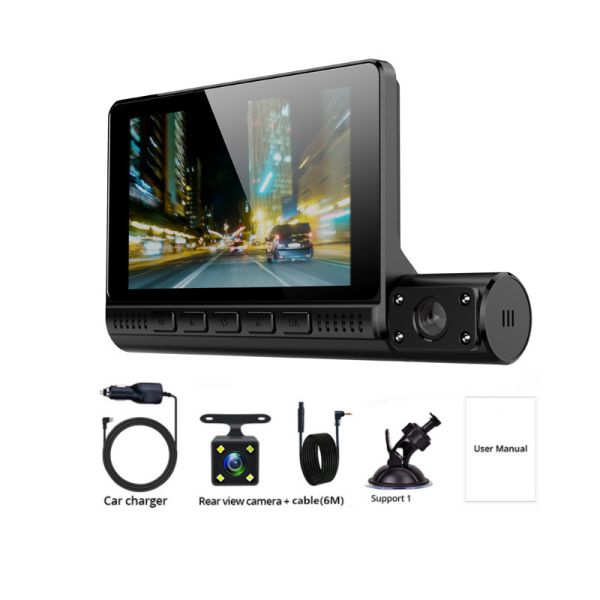 AVI Mini 3 Lens Car DVR Dash Cam Recorder HD 4 Inch GC2053 Sensor