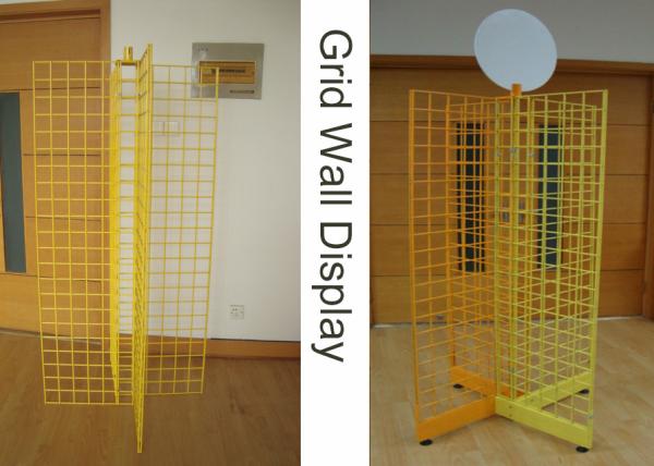 Quality Four Way Metal Wire Retail Display Racks , X Shape Wire Grid Display Stands for sale