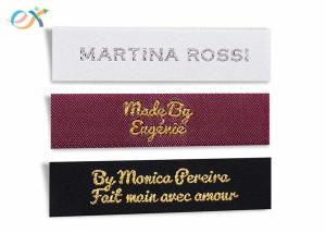 China Multicolor Logo Garment Woven Tag , Polyester Custom Clothing Tags on sale