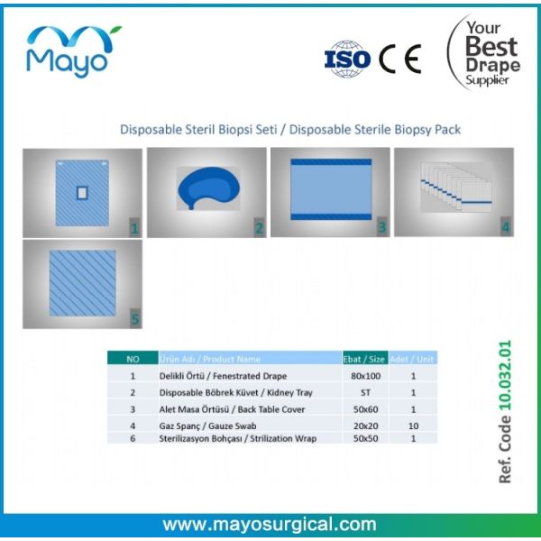 Hospital Use Disposable Surgical Biopsy Drape Pack With CE ISO