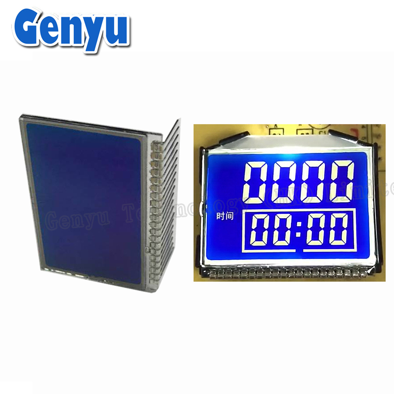 Custom STN Segmented LCD Display Blue Background White Digits For Mixer Machine