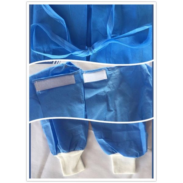 Blue Disposable Surgical Gowns Sterile Reinforced Knitted Wrists Gowns ISO CE FDA Approved