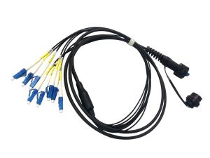China LC To ODVA Duplex 8 Core Armored Patch Cord Waterproof Singlemode Tactical Fiber Cable on sale