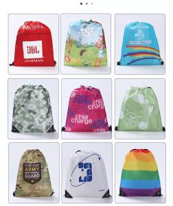 Wholesale Custom Logo Printed Calico Drawstring Backpack from china suppliers