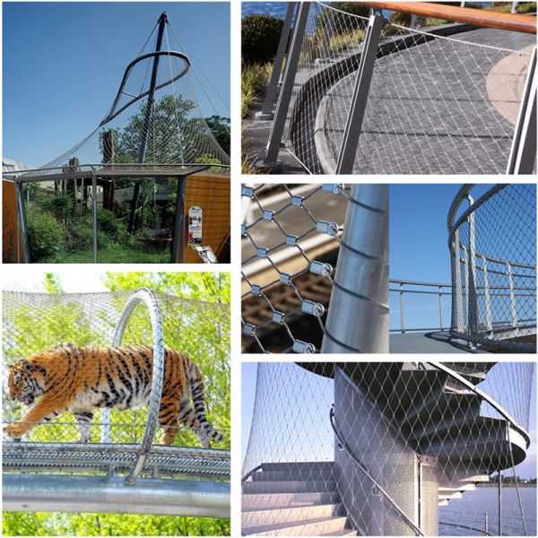 1.5mm Diamond Stainless Steel Wire Rope Mesh Installed Onto Balustrade