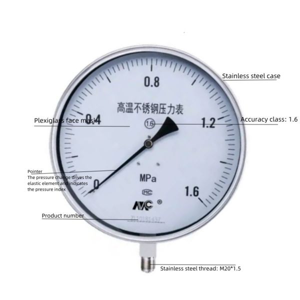 Radial Differential Pressure Gauge Stainless Pressure Gauge 0-1.6 MPa
