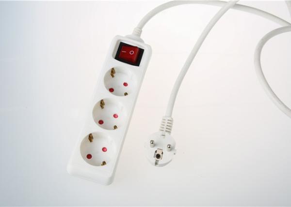 Quality Netherlands White Power Board 3 Outlets With Switch Custom Power Code for sale