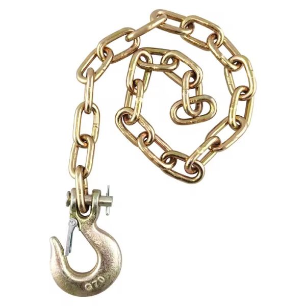 20Mn2 G70 Transport Chain with Eye Grab Hook and Delta Ring in Black