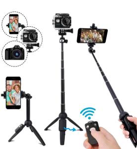 China 820mm BW BS8 Bluetooth Selfie Stick Tripod With Remote on sale