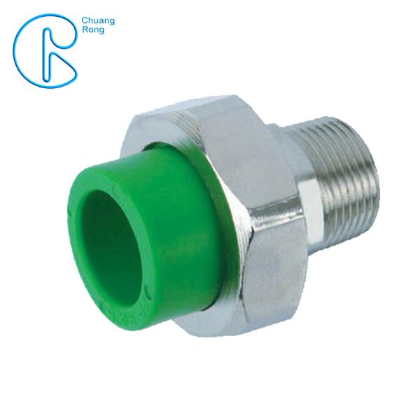 Quality Green Plastic PPR pipe fitting Male Reducing Coupling with union for sale