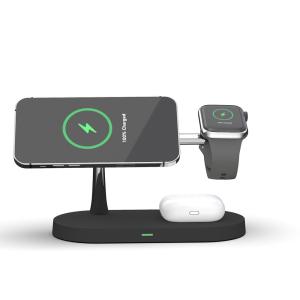 China Black Zinc Alloy Night Light 5 in 1 Fast 15w Wireless Charger for phone on sale