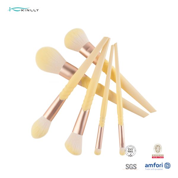 9 PCS Plastic Makeup Brushes Yellow Hair blending Cosmetic Brush Set