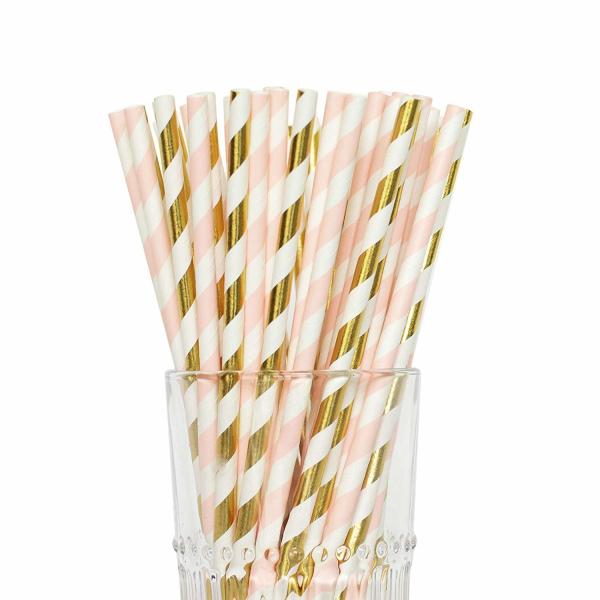 Quality Lightweight Portable  Metallic Gold Paper Straws 7.75 Inches Long BAP Free for sale