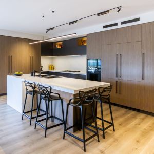 Wholesale Wooden Grain Melamine Kitchen Cabinet Modern Kitchen Island from china suppliers