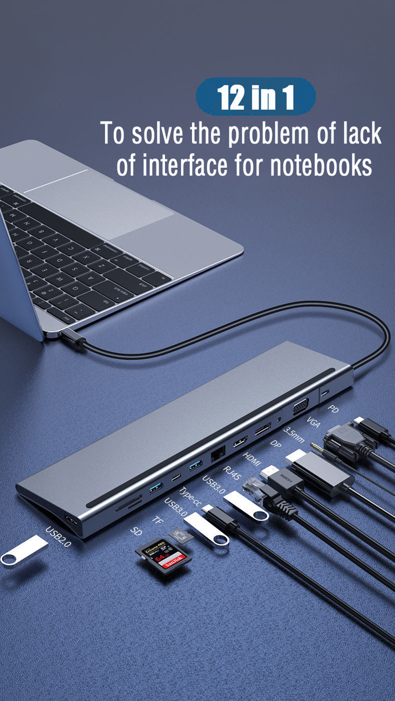 USB C Interface Multi-Function Type-C Dock With SD TF Adapter OEM/ODM Acceptcable