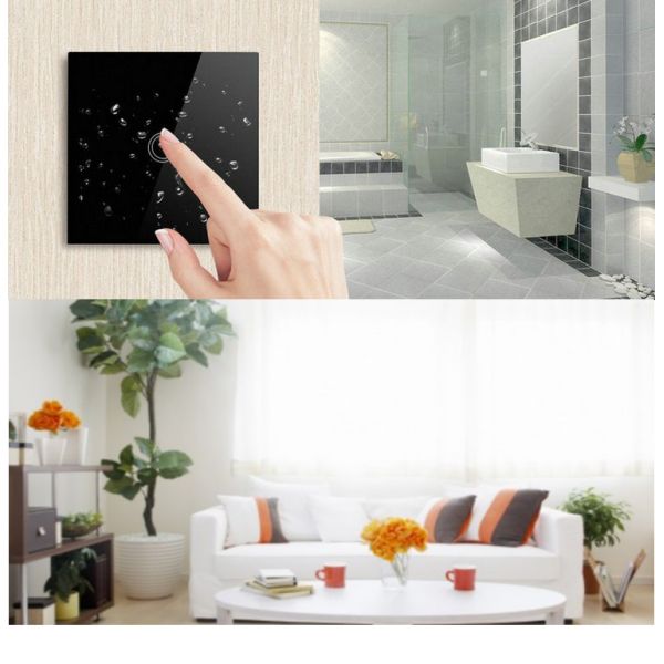 EU Standard White Crystal Glass Panel Touch Switch AC220V Wireless Remote Control Touch Light Switch