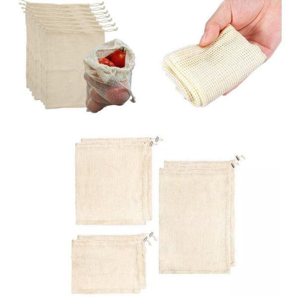 Reusable Solid Shopping Bag String Grocery Bag Shopper Cotton Tote Mesh Net Woven Portable Durable Shopping, BAGEASE