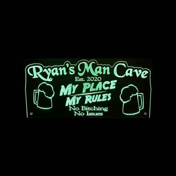 Green 12cm Man Cave Edge Lit Acrylic 30cm Battery Power Neon Sign