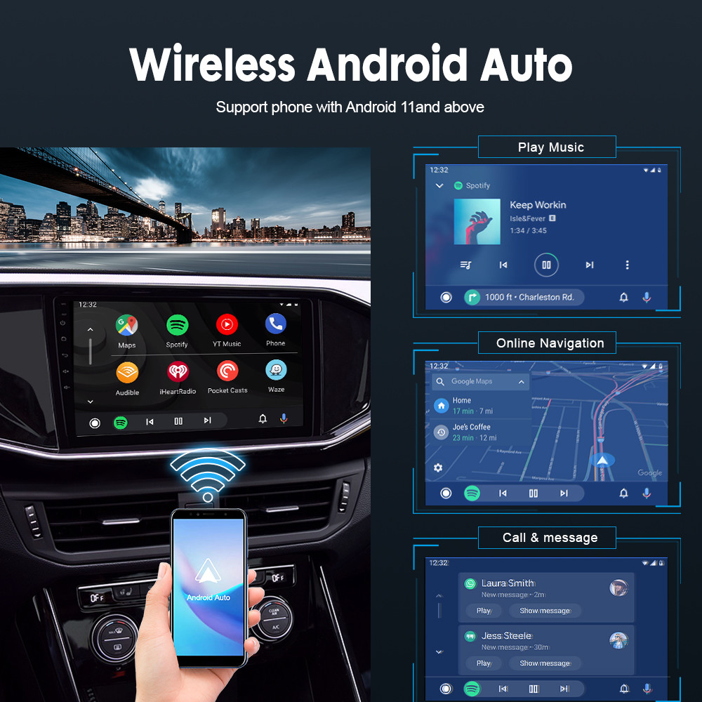 Android 4.4+ to Wireless Carplay and Android Auto Adapter Dongle CCPA Car Android Box