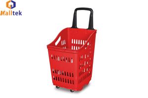 Wholesale 4 1.5'' PU Wheels Plastic Rolling Basket With Ergonomic Handle from china suppliers