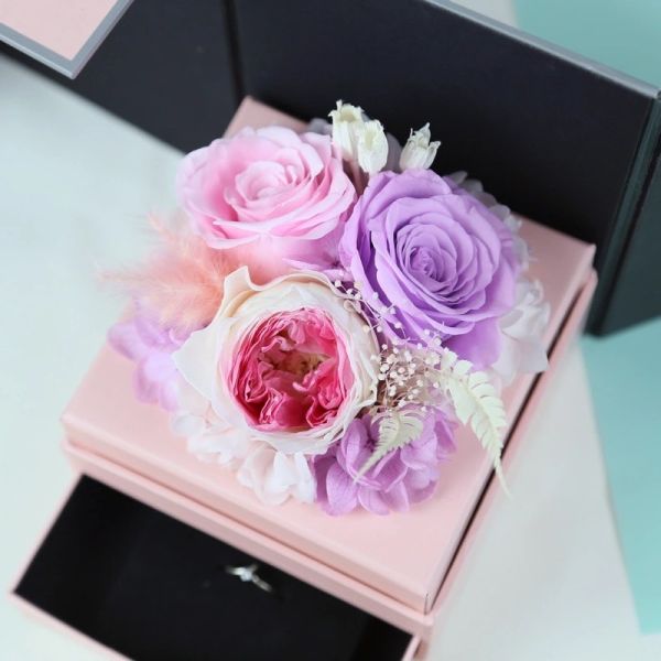 Eternal flower jewelry box for teachers' day gifts real preserved flower box drawer boxes Valentine's Day gift