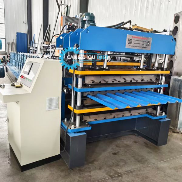 Three Layer Corrugated Roof Tile Trapezodial Roof Sheet Roll Forming Machine