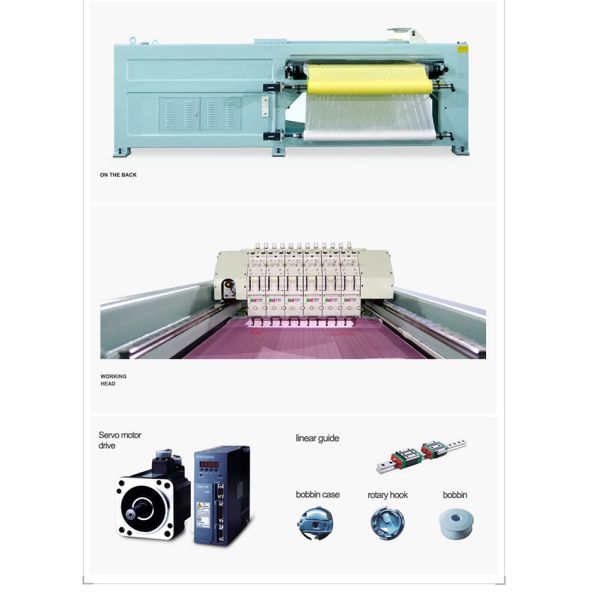 5KW Horizontal Quilting Embroidery Machine Single Head Integral Steel Structure