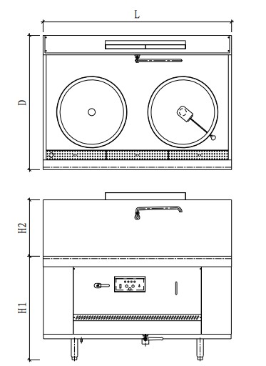 Double Head 260kg 2800Pa Chinese Wok Restaurant Equipment