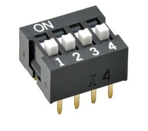 China A6E-4104-N SMD DIP Switch DIP OFF ON SPST 4 Raised Slide 0.025A 24VDC on sale
