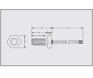 China Rugged Surface Temperature Sensor Machined Screw Sensors With Extension Leads on sale