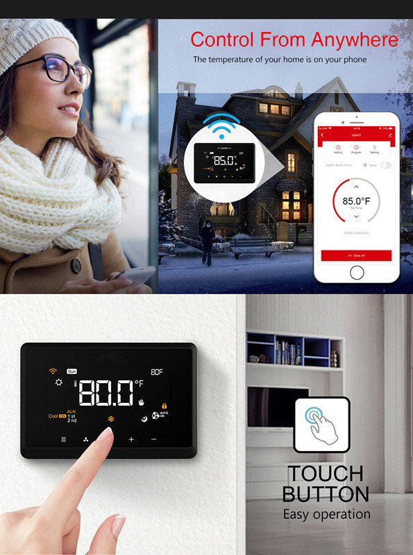 FCC Tuya WiFi Smart Thermostat 4.3" Touch Panel 7 Days Temperature Setting