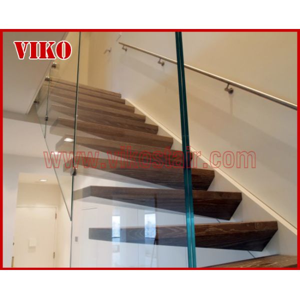 Floating Staircase VK48S Tempered GlassLED Light strip, Stringer: 5mm+5mm(Thickness), Dia 6mm Steel Cable