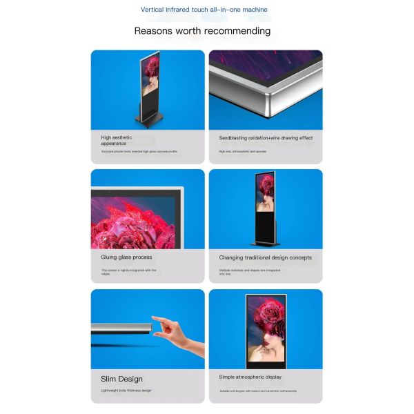 Android Floor Standing Touch Screen Kiosk Indoor Outdoor Waterproof High Definition