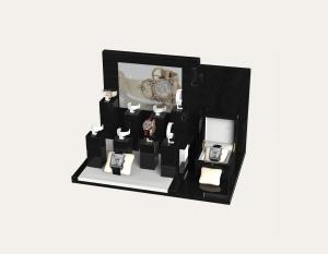 Elegant Watch Display  with Pillows Glossy Black MDF for Showcase 480*320*320mm