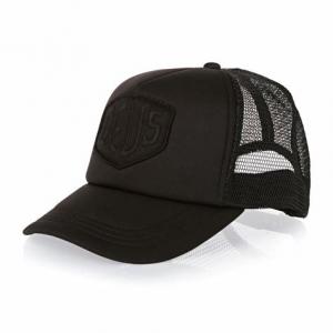 Front Foam Flat Logo Embroidered Mesh Hats , 52cm - 62cm Black Mesh Trucker Hat