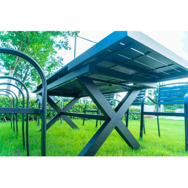 5 Pieces Extendable Modern Black China Manufacturer Wood Metal Chairs Patio Garden Outdoor Furniture