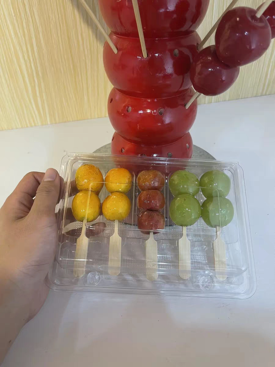 Customized Disposable Plastic Transparent Pet Foods On Stick Packaging Hidden Clamshell Tomatoes On Sticks Container With Lid