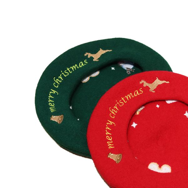 Embroidery Beret Cap Hat Multi Color Wool Material For Winter