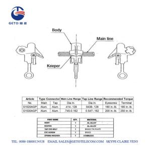 China S1520AGP Overhead Connectors 0.128'' Pole Line Hardwares on sale