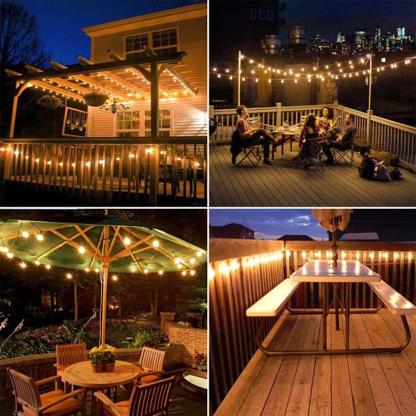 2700K 25ft G40 Bulb Patio Solar Outdoor String Lights